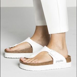 NWT Birkenstock Papillio Platform Gizeh Size 8 White